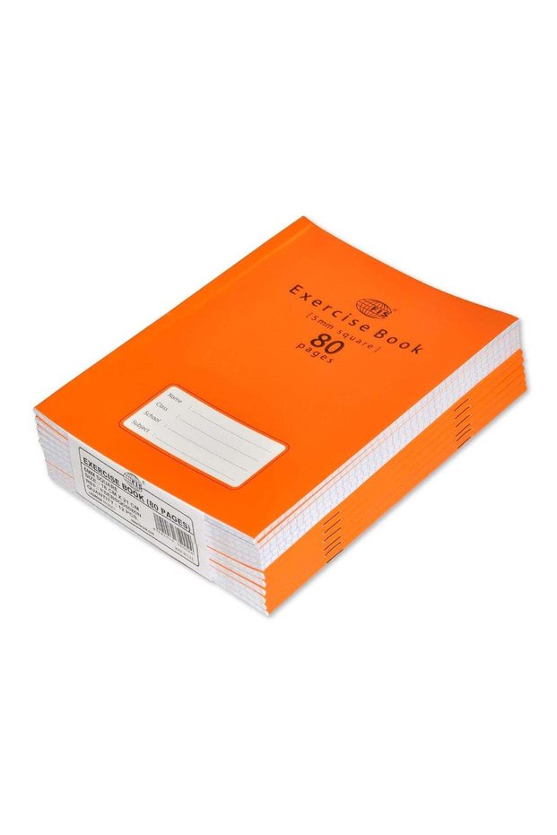 Exercise Book, Size 165x210mm, 40 Sheets, 80 Pages, 5mm Square Gridlines with Left Margin, Packet o