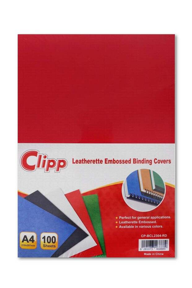 100-Piece Embossed Binding Cover Sheets 230gsm Thickness Red
