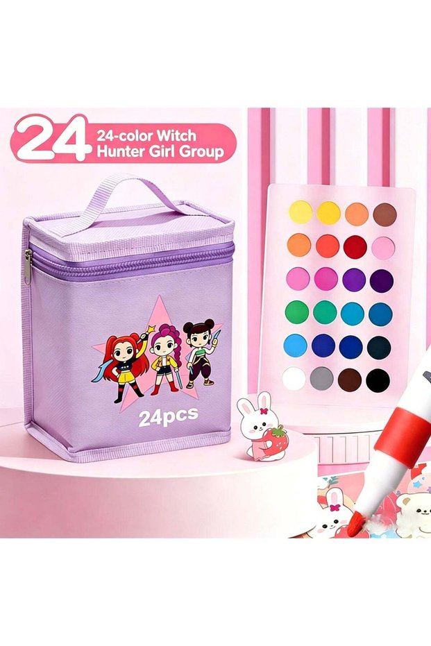[24 Colors] Acrylic Marker Pen Set, Dual Tip Brush & Fineliner Art Markers, Soft Flexible Tip, Smoo