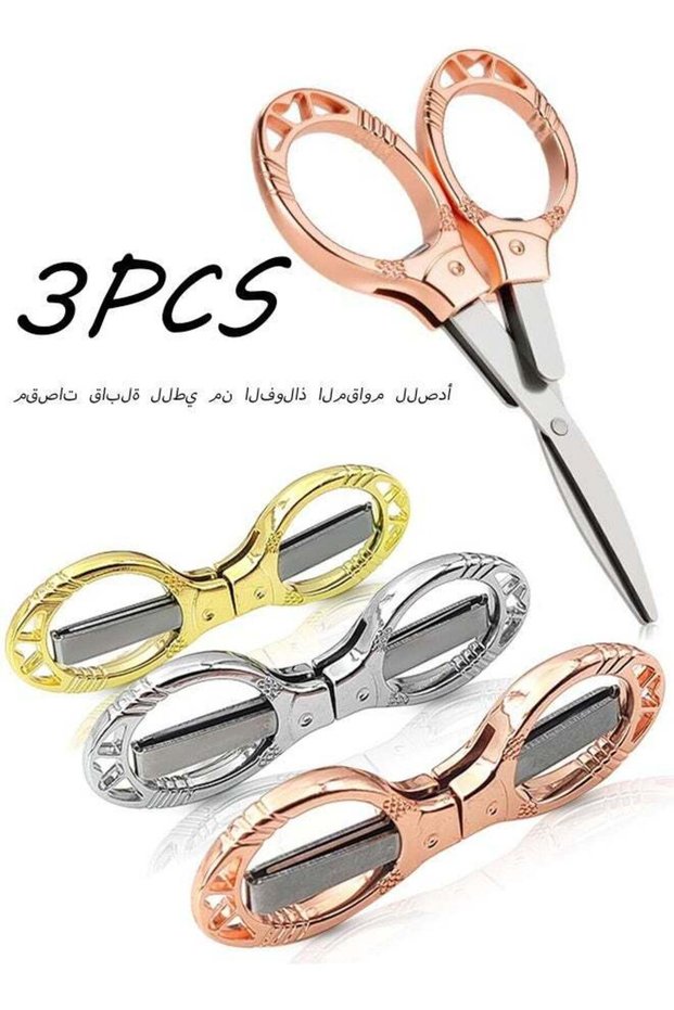 3 Pcs Small Stainless Steel Retractable Scissors Foldable Travel Scissors Portable Mini Scissor Saf