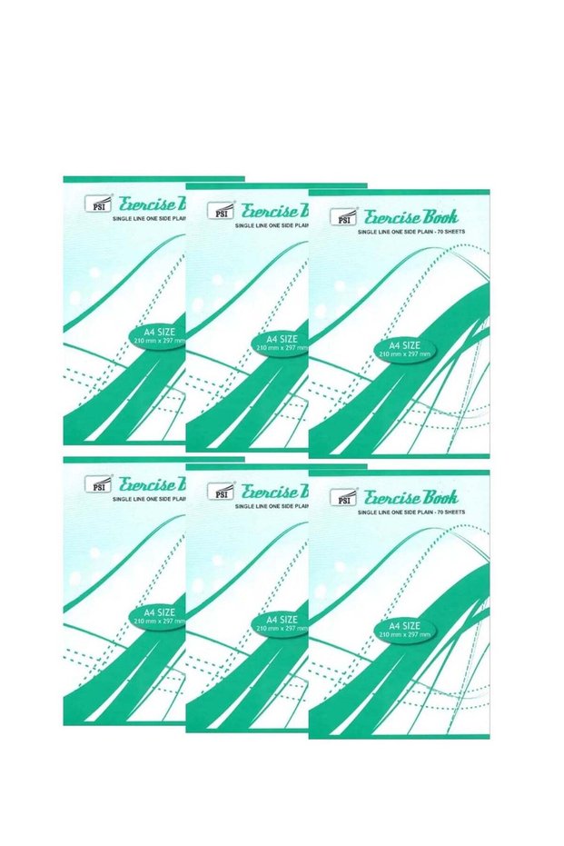 6-Piece A4 Size Single Line Notebook With One Side Plain Sheets