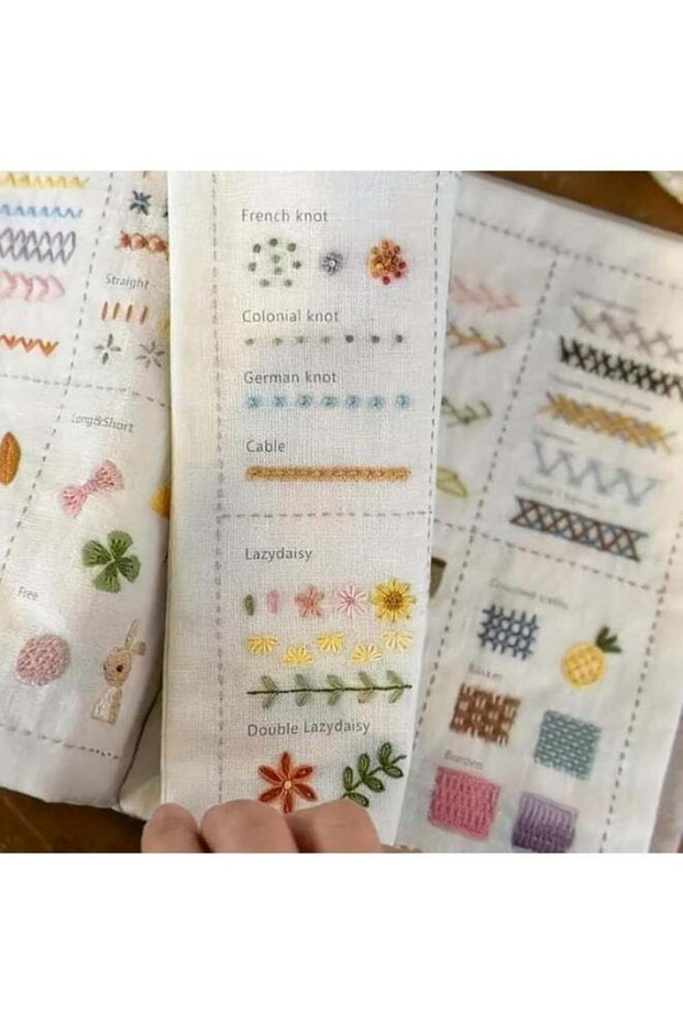 New Embroidery Stitch Book Kit,Portable All Scenario Embroidery Stitch Book,Comes with a Complete T