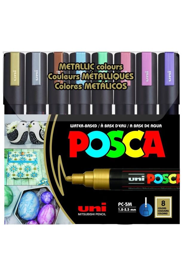 8-Piece Bullet Tip Paint Marker Metallic Colours