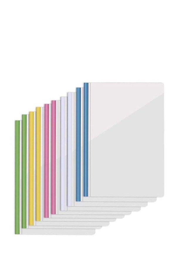 File Folder, 10pcs Clear Sliding Bar Folder Report Covers for Office School A4 Paper Resume Present