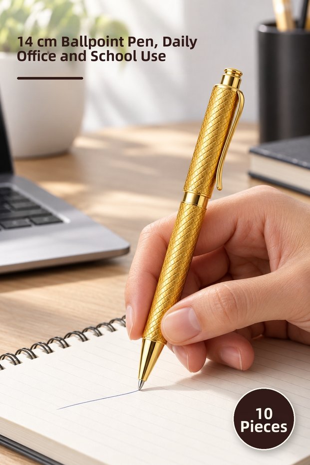 10 Pieces Ballpoint Pen Alk4117 – 14 cm Writing Pen, Ballpoint Pen, Daily Office and School Use