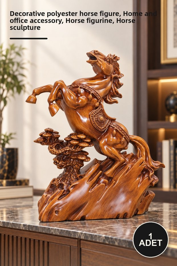 1 Piece Polyester Galloping Horse – Decorative Polyester Horse Figure, Home and Office Accessory, Horse Figurine, Horse Statue