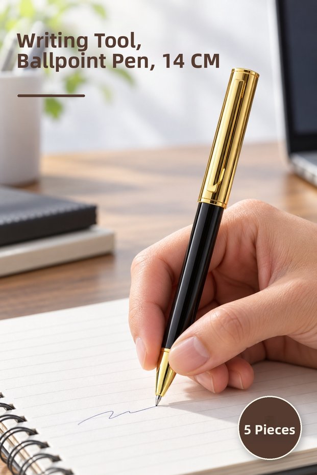 5 Pieces Ballpoint Pens – Writing Tool, Ballpoint Pen, 14 cm