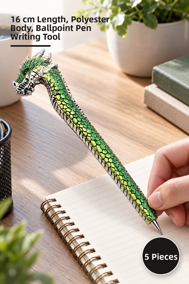 5 Pieces of Polyester Ballpoint Pens – 16 cm Length, Polyester Body, Ballpoint Pen Writing Tool