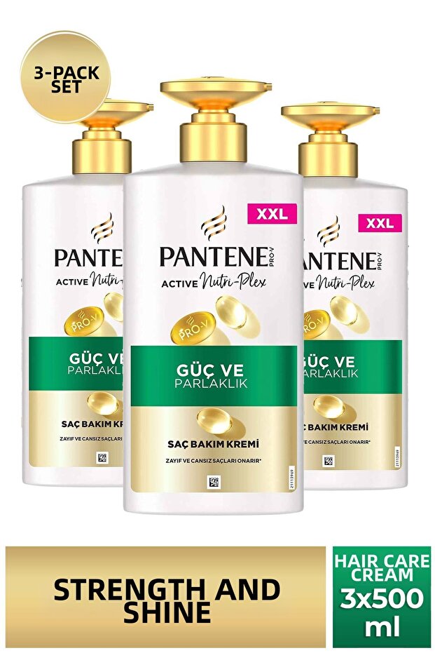 Pro-V Power and Shine, Hair Care Cream for Frizzy, Lifeless Hair 500ml Pump Bottle X3Pcs