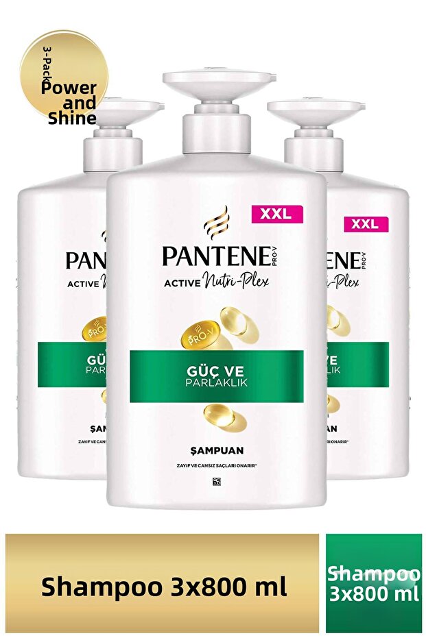 Pro-V Power and Shine, Shampoo for Electrically Damaged Hair 800ml Bottle with Pump X 3 Units