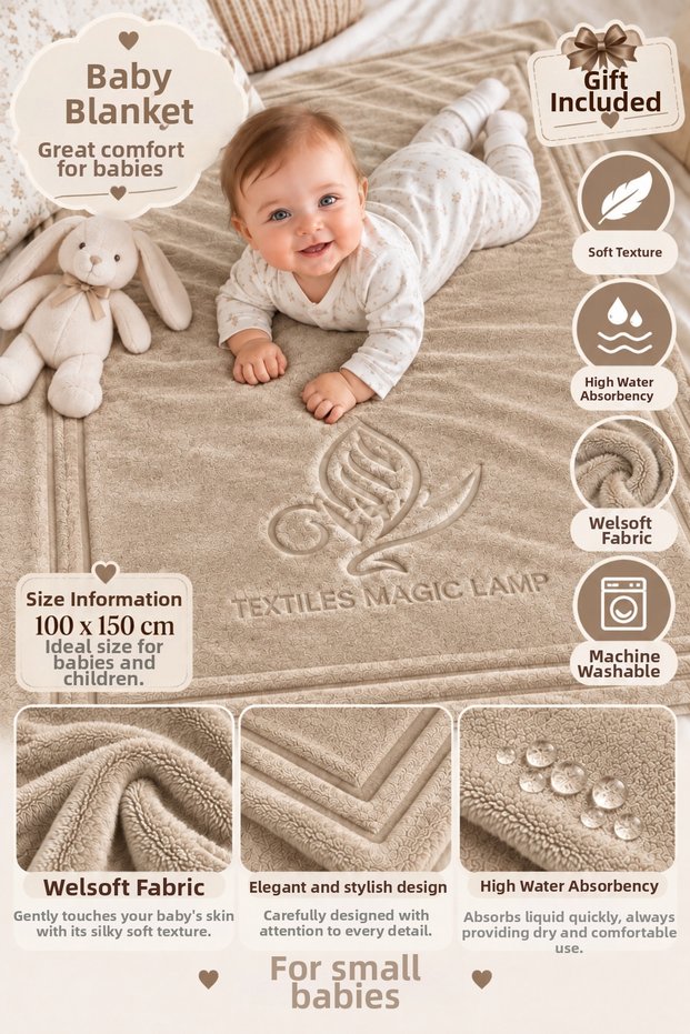 Baby Blanket 100X150 cm Welsoft Soft Textured Warm Blanket for Children and Newborns