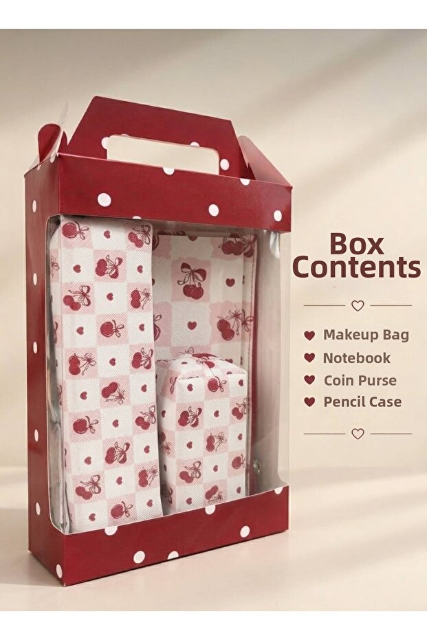 Lizy 4-Piece Stationery Set – Makeup Bag, Notebook, Coin Purse, and Pen Holder