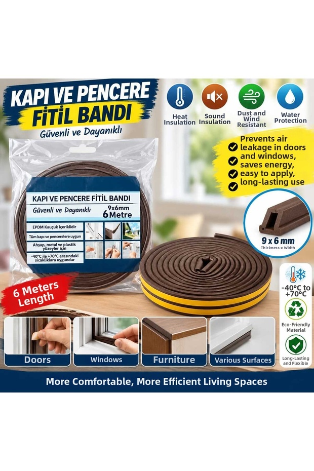 Door & Window Sealing Tape 6 Meters (9X6Mm)