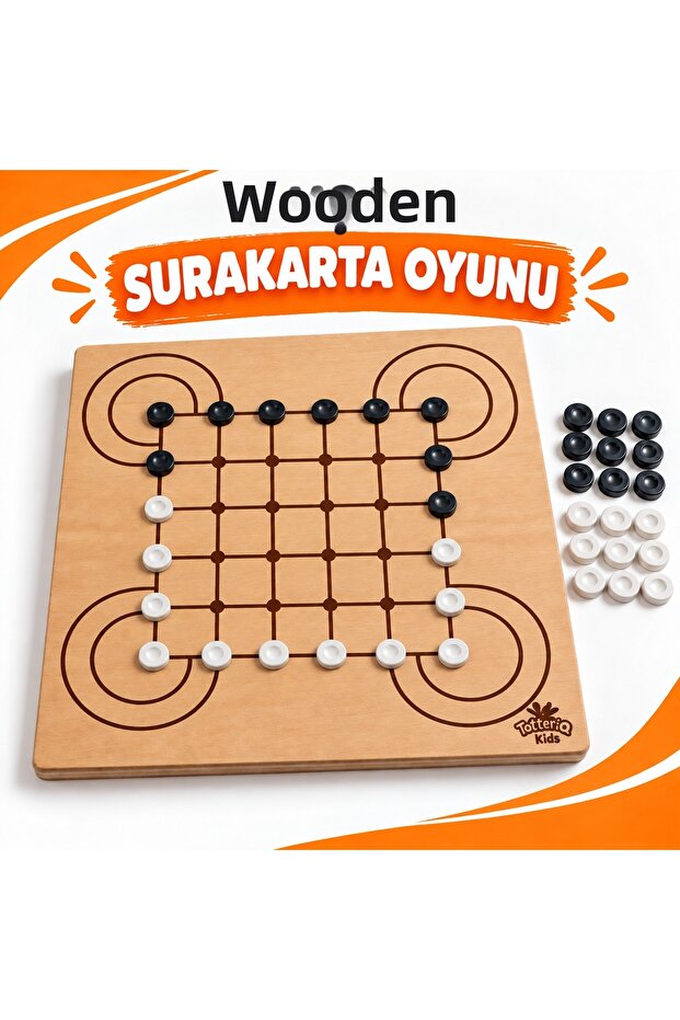 Wooden Surakarta Strategy and Intelligence Game 2 Player Tournament Game