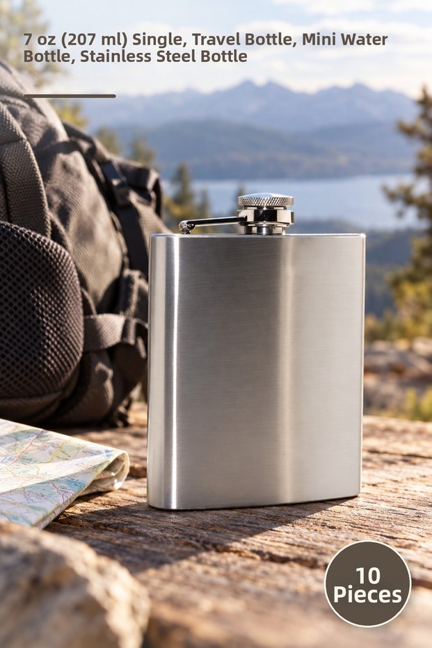 10 stainless steel water bottles - 7 oz (207 ml) single, travel bottle, mini water bottle, stainless steel bottle