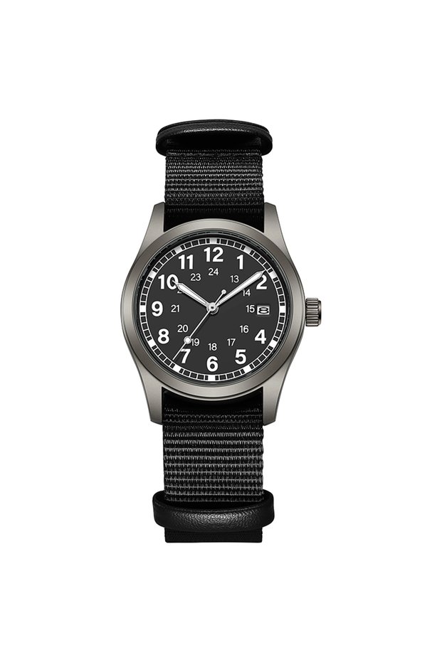 Black Black 2026 TPW Women's Field Watch 34mm Case Easy Read Fabric Strap 24hr Display Day Function