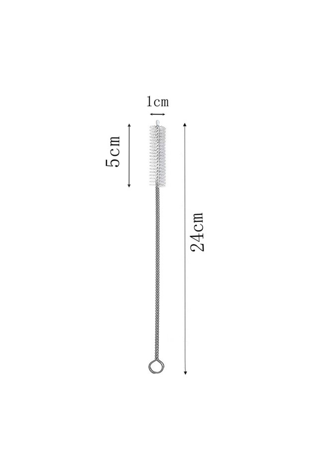 5pcs 24cm Bending Stainless Straw Brush Cleaner Soft Hair Suction Glass Tube Cleaning Brushes Baby K