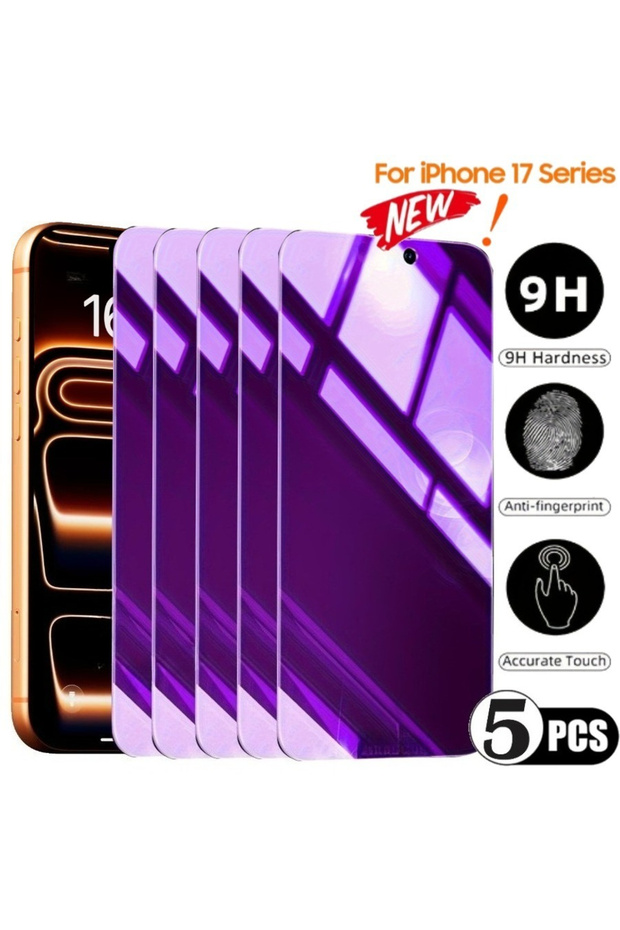 iPhone17 Pro Max Tempered Glass Film PURPLE 5 Pcs Block Blue Light Privacy Tempered Glass Screen Pro