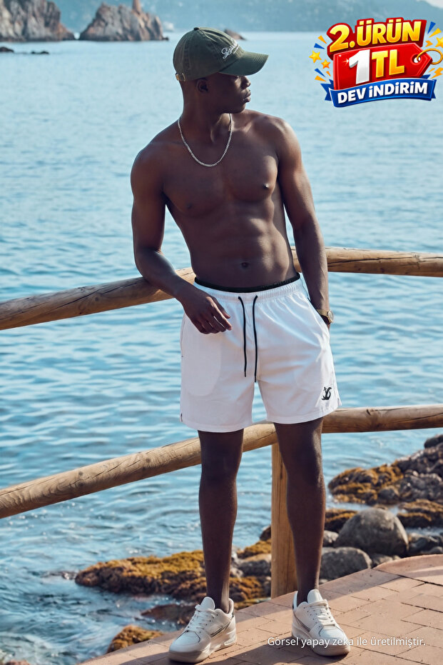 Men's Short Length Zippered Pocket A.Gray Beach Swim Shorts