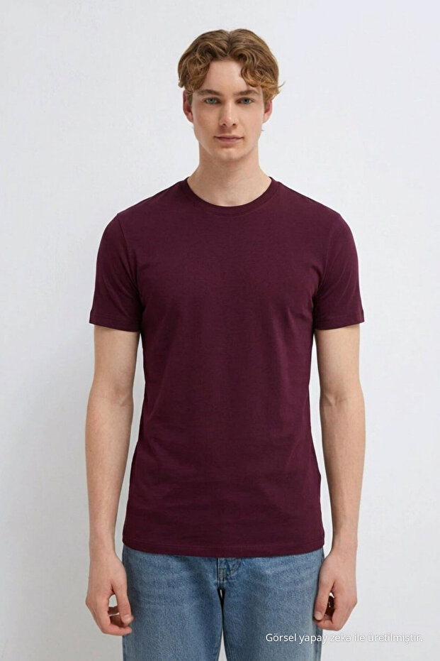 Men's Street Style Regular Burgundy T-Shirt