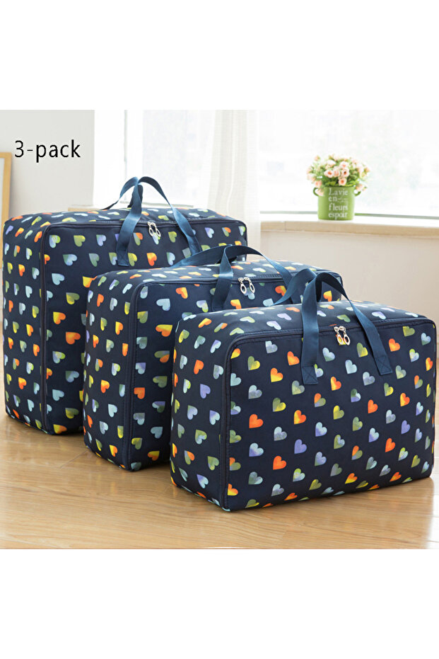 Tibetan Green Love Oxford cloth Waterproof Storage Bag Medium Oversized three-piece set, Quilt Cloth
