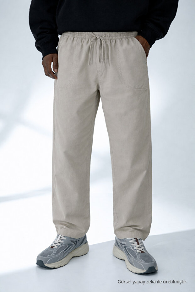 Men's Casual Summer Trend Loose Stone Linen Trousers