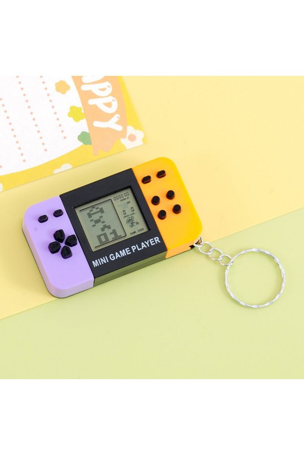 Purple And Orange Classic Tetris Handheld Game Console Keychain Retro Portable Nostalgic Puzzle Toy