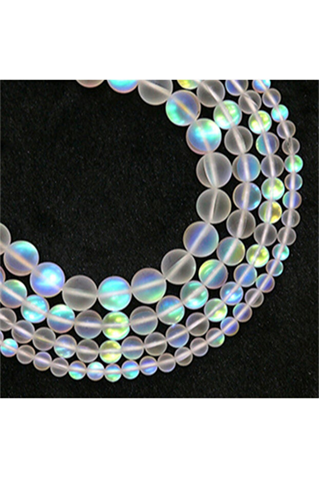 8mm approx 47pcs Matte White Crystal Matte Aurora Crystal Glass Beads Frosted Mystic Aura Mermaid Be