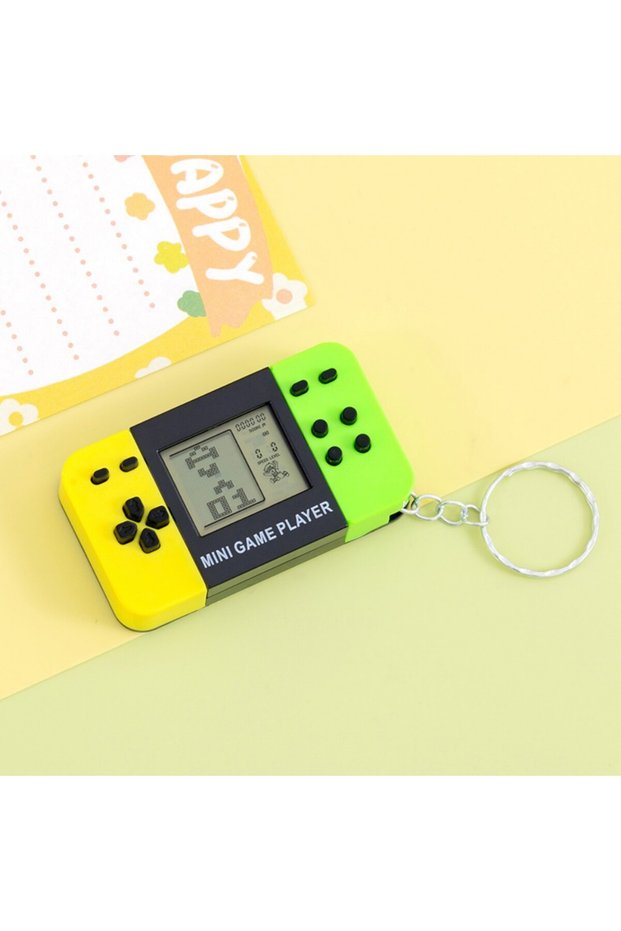 Yellow And Green Classic Tetris Handheld Game Console Keychain Retro Portable Nostalgic Puzzle Toy f