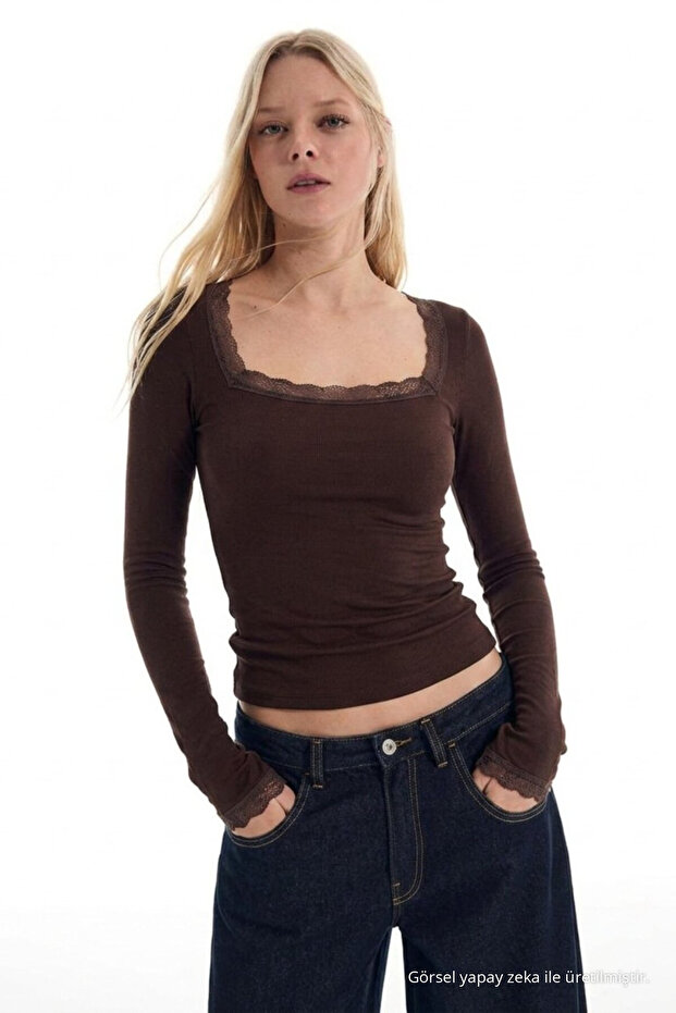 Women's Lace Premium Summer Coffee Blouse