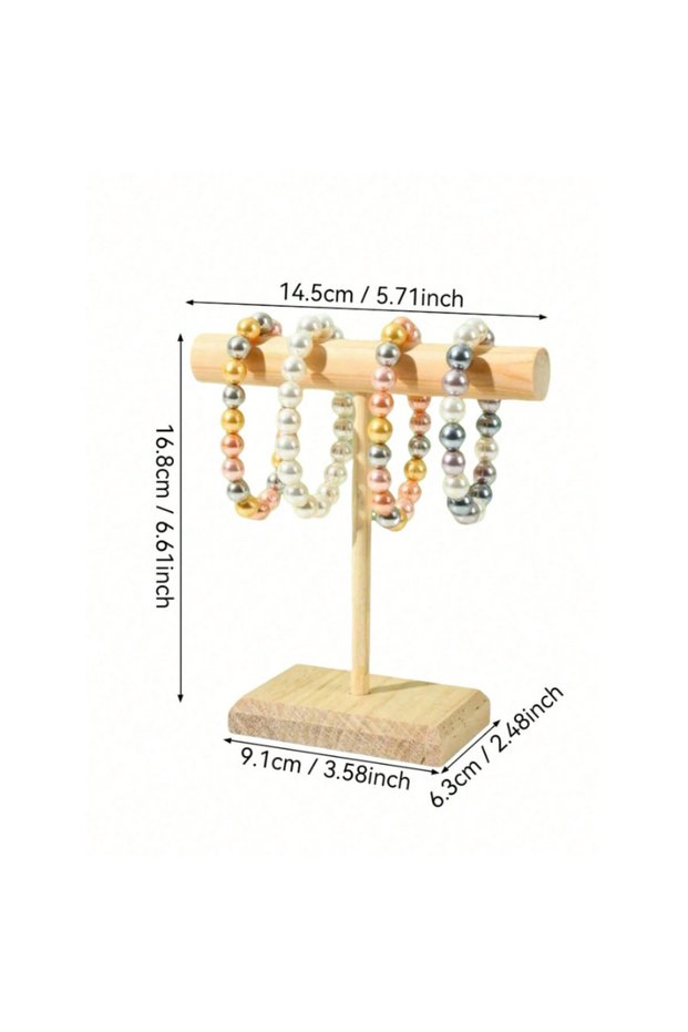 s Solid Wood Jewelry Display Stand - Multi-Functional Display Rack for Bracelets, Necklaces, Hair B.