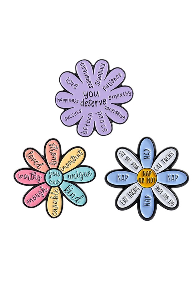 AN115-3 3-7pcs/sets Cartoon Anime Middle Finger Rude Cat Enamel Pins Low Battery Daisy Flower Brooch