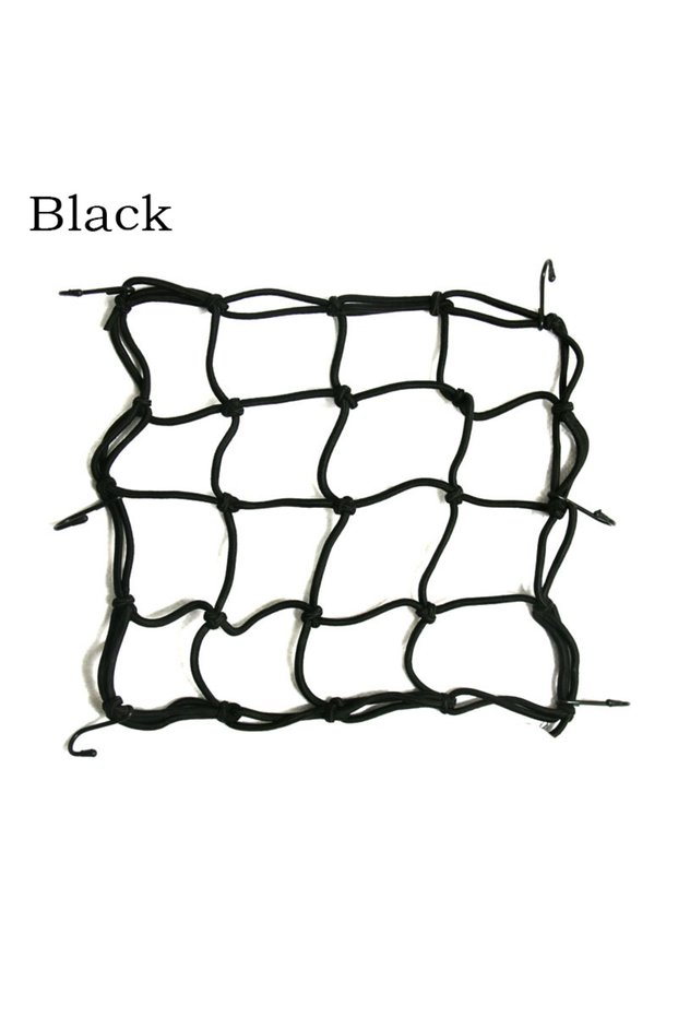 black Motorcycle Luggage Net Cover Bike Hold Down Fuel Tank Luggage Mesh Rubber Elastic Web Bungee M