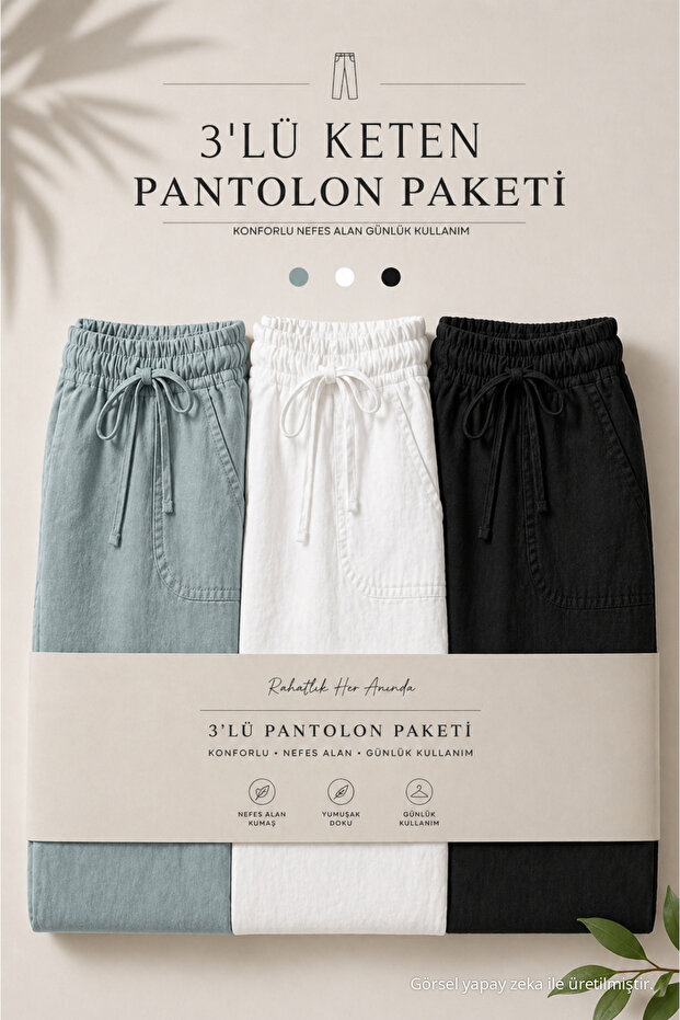 3 Pieces Men's Premium Summer Jogger Linen Trousers