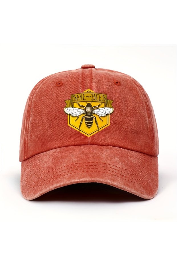 Adjustable Orange Bee printed baseball cap, men's and women's adjustable outdoor casual cap, with sh
