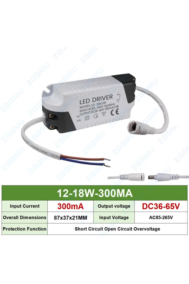 1PCS DC head 12-18W 300MA LED Driver 8-12W 12-18W 18-24W 25-36W 50W Constant Current 300MA 600MA 900