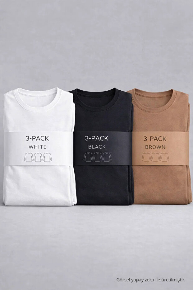 Women's Crew Neck Long-Sleeve 3-Pack T-Shirt