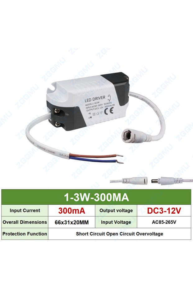 1PCS DC head 1-3W 300MA LED Driver 8-12W 12-18W 18-24W 25-36W 50W Constant Current 300MA 600MA 900MA