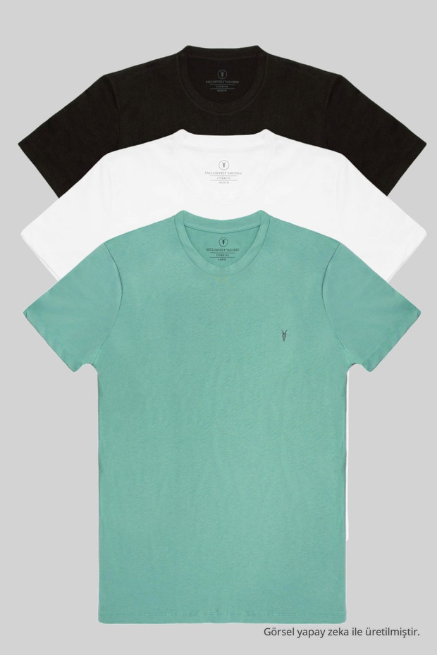 men's 3-pack 100% cotton basic crew neck t-shirt