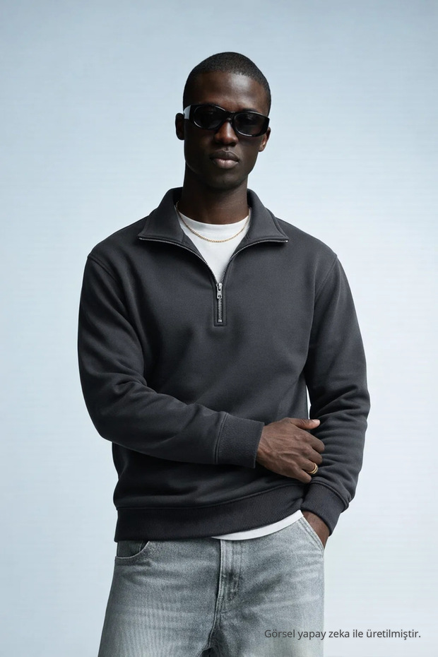 Men's Winter Knitted Collar Smoked Sweatshirt