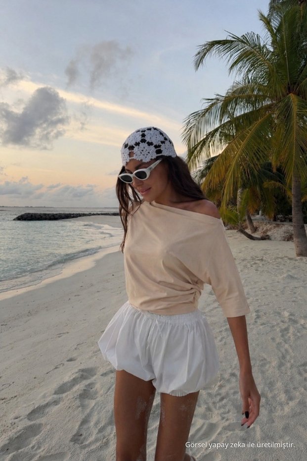 Women's Cotton Summer Basic Beige Blouse