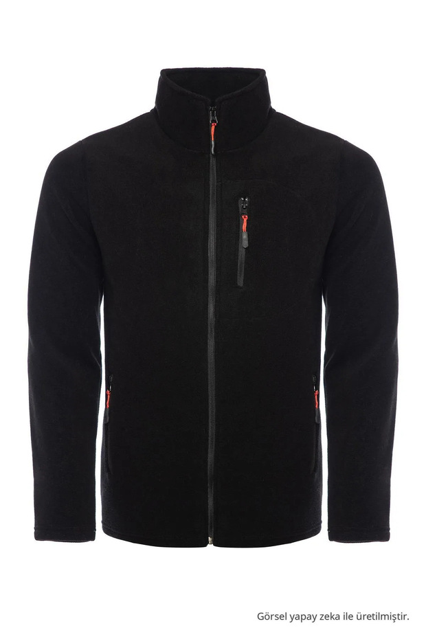 Black Color Full Zipper 3 Pocket Fleece