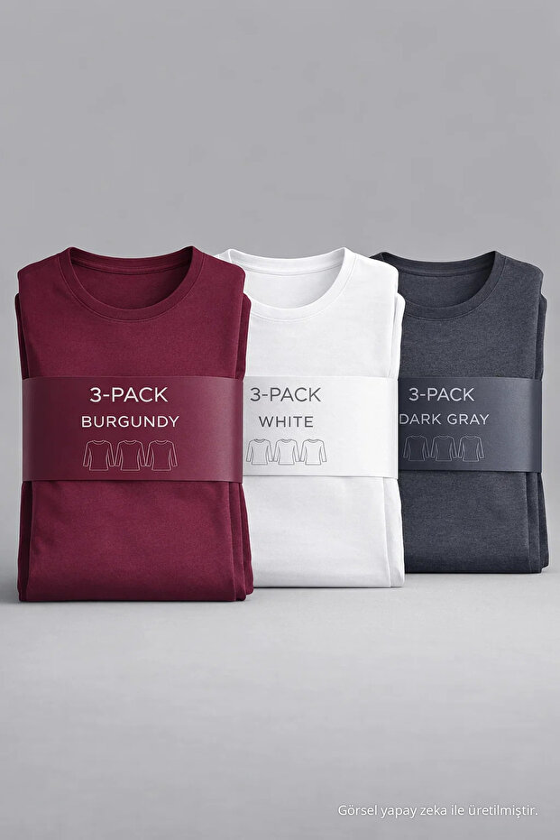 Women's Crew Neck Long-Sleeve 3-Pack T-Shirt