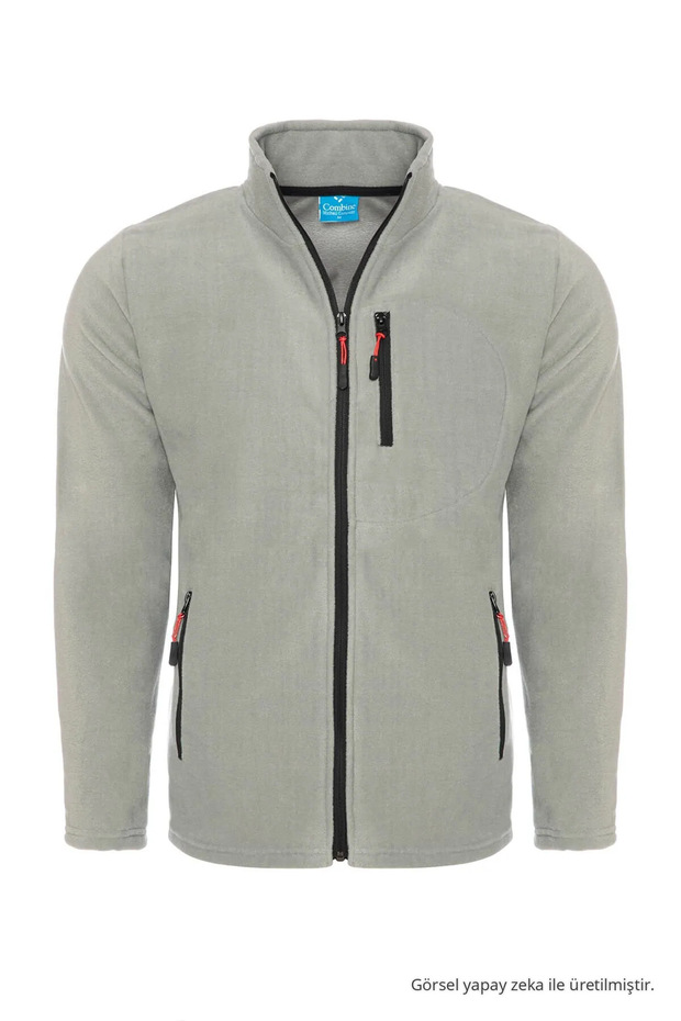 Gray Color Full Zipper 3 Pocket Fleece