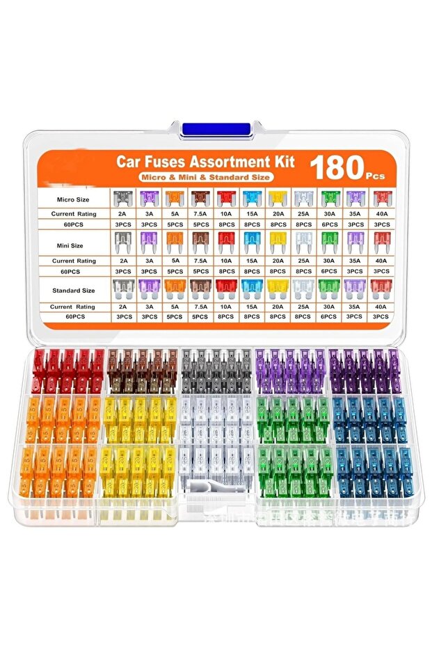 NO.2 300Pcs Fuse Kit Car Fuses Assortment Kit Blade Automotive Fuses 3 Sizes Replacement Fuses for A