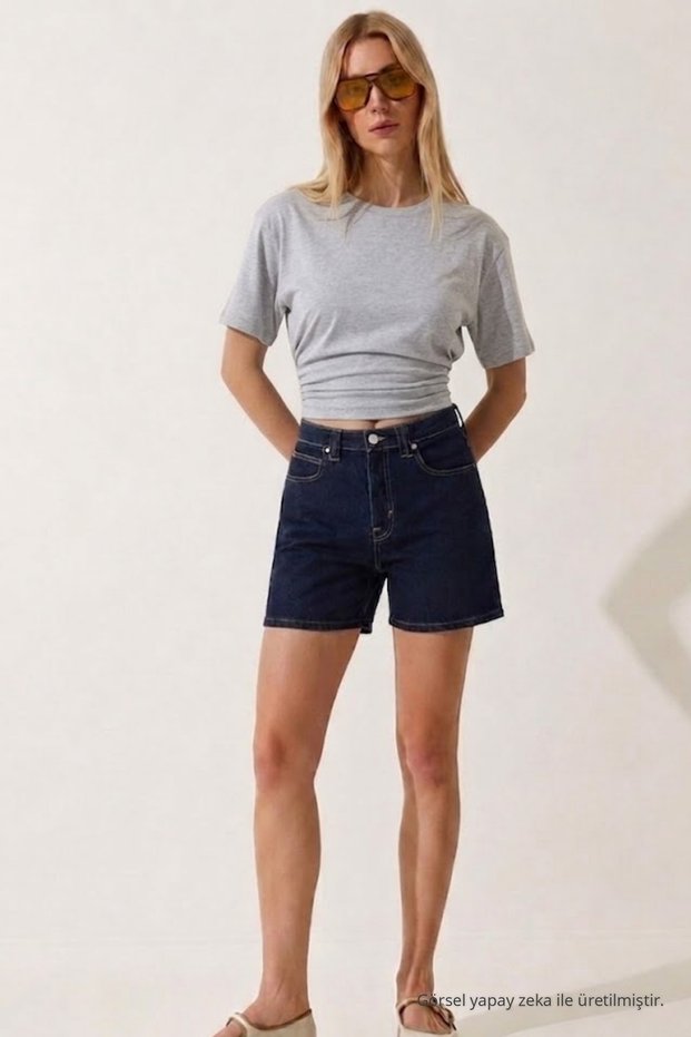 Women's Casual Cotton Gray Crop T-Shirt