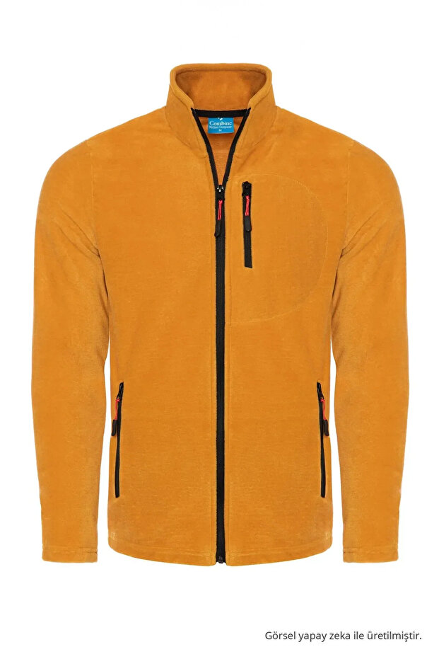 Yellow Color Zippered 3 Pocket Fleece