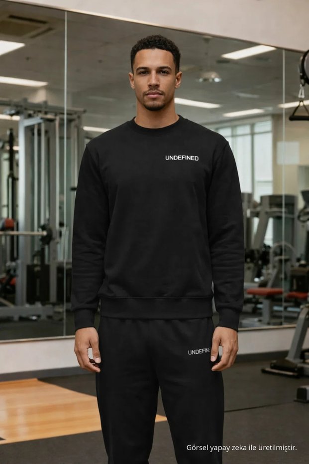 Men's Sporty Black Two-Piece Tracksuit Set