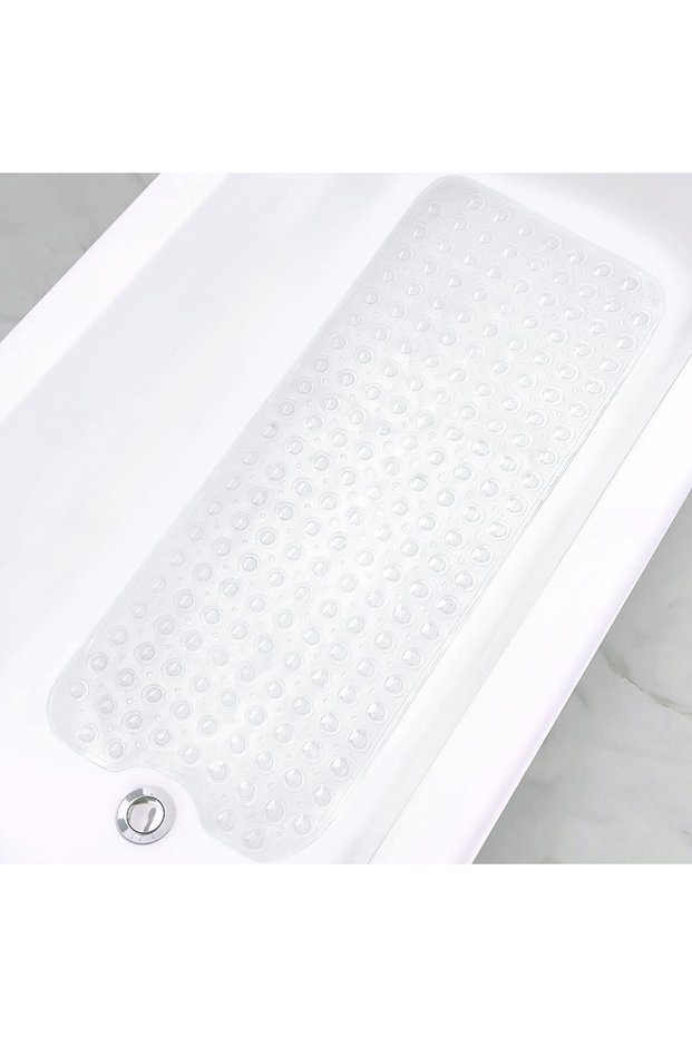 40x100cm Clear Bathtub Mats for Shower Tub, Extra Long Non-Slip 40 X 16 Inch Bath Mat with Drain Hol