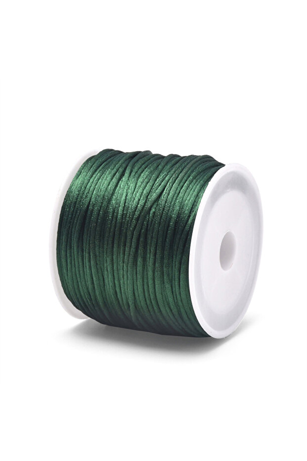 1.5mm 22Meters Deep Green 1.5mm Crafts Satin Rattail Cord String from Nylon for Chinese Knot, Macram